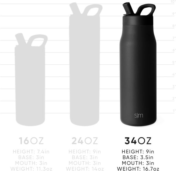 Simple Modern Water Bottle with Push Button Straw Lid | Ceramic-Lined Insulated Stainless Steel | Travel Water Bottles for Gym & Sports | Leak Proof | Mesa Signature Collection | 34oz, Sea Glass Sage - Image 7