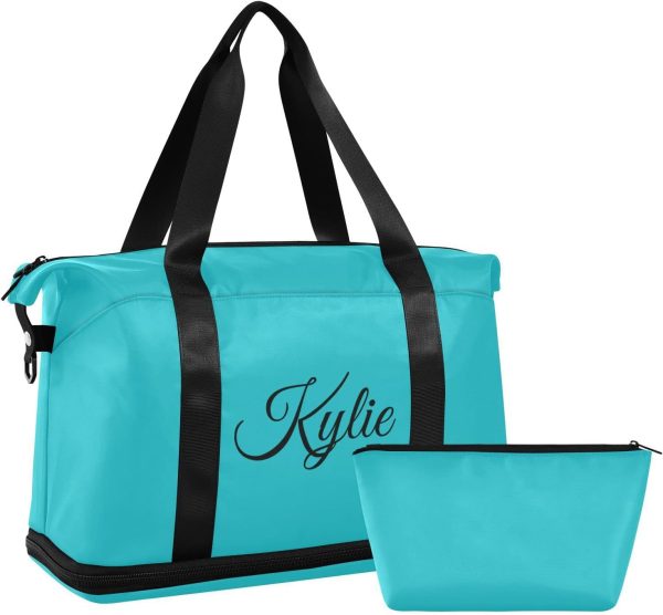 Teal Custom Gym Bag for Women Men Personalized Duffel Bag with Shoe Compartment Weekender Bags Carry On Bag Overnight Bag for Gym Travel Yoga Men Sport Women - Image 6