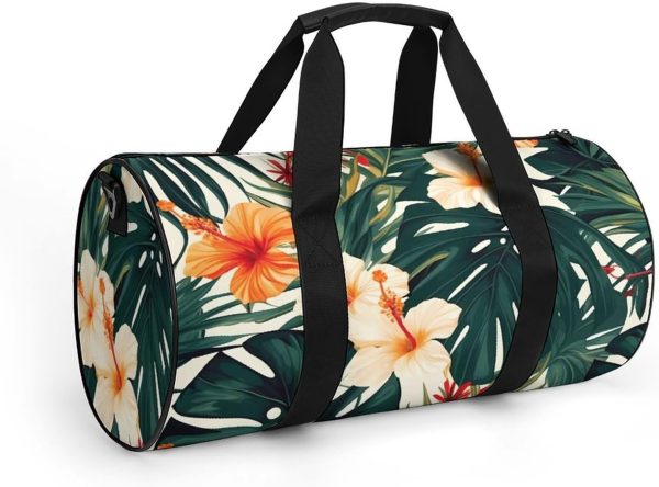 Travel Gym Duffle Bag, Tropical Summer Hawaiian Flower Palm Leaves Print Duffle Bags,womens Mens Gym Bag,gym Bags,gym Bag with Shoe Compartment, 17.7in/9in/9in - Image 8