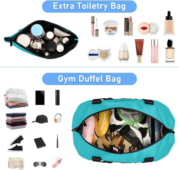 Teal Custom Gym Bag for Women Men Personalized Duffel Bag with Shoe Compartment Weekender Bags Carry On Bag Overnight Bag for Gym Travel Yoga Men Sport Women - Image 4