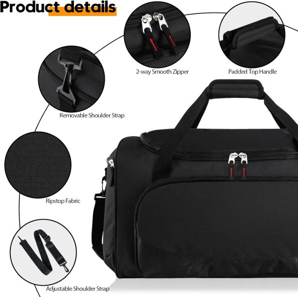 55L Sports Duffle Bags Large Gym Duffel Bag Workout Bag for Men - Black - Image 2