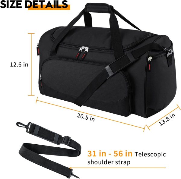 55L Sports Duffle Bags Large Gym Duffel Bag Workout Bag for Men - Black - Image 5